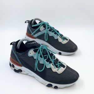 Nike Mens React Element 55 SE Anthracite Blue Fury Sneakers CD2153-001 Size 8.5